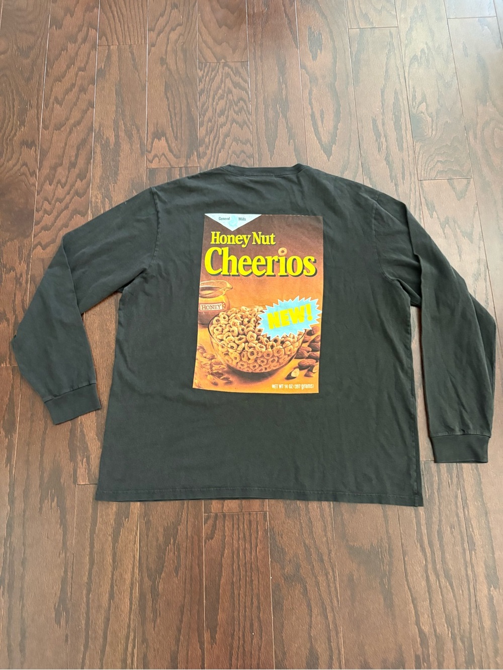 NEW KITH x Cheerios Black Wash Oversized Long Sleeve Shirt Graphic Tee *Cut Tag*